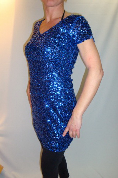 Blauw pailletten jurkje