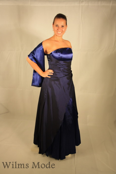 Blauwe strapless jurk