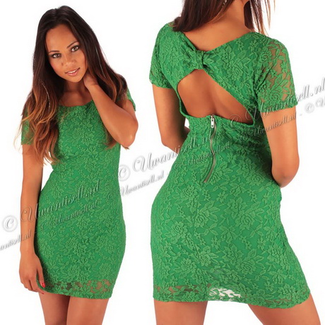Groene kanten jurk