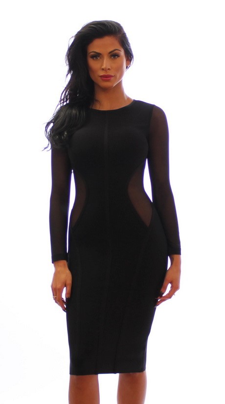 Lange zwarte strakke jurk