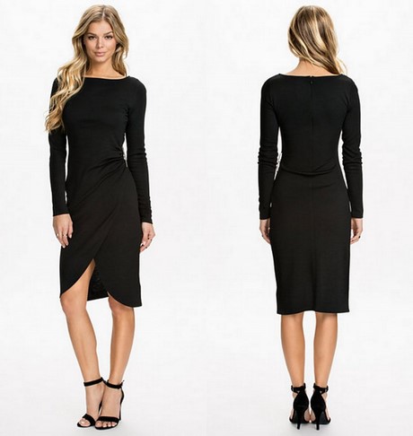 Little black dress met lange mouwen