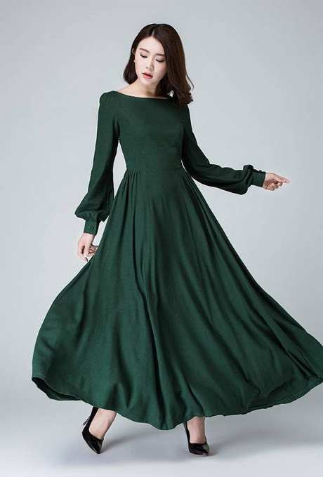 Groene jurk lang