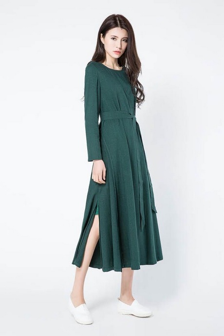 Mintgroene lange jurk