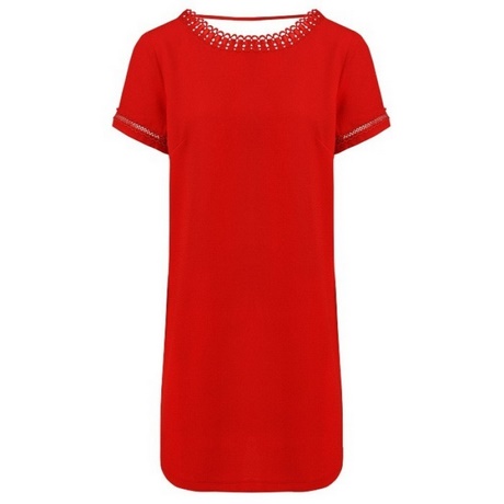 Suede rode jurk