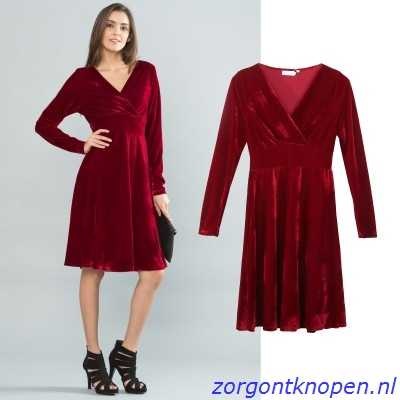 Velours jurk rood