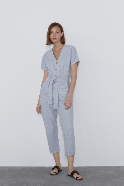 Jumpsuit blauw wit