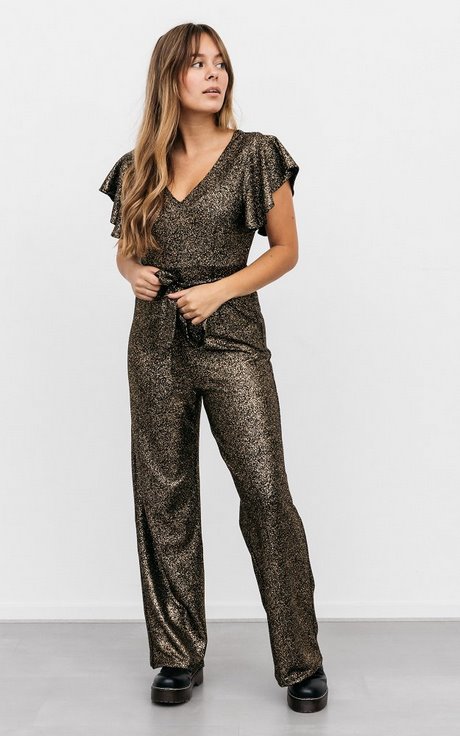 Jumpsuit zwart glitter