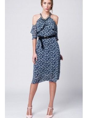 Blauwe midi jurk