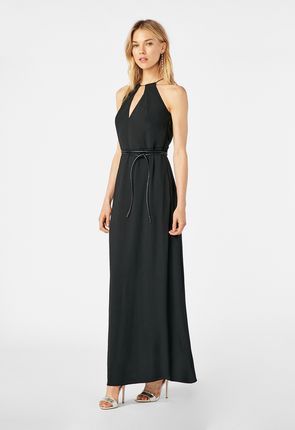 Zwarte lange halter jurk