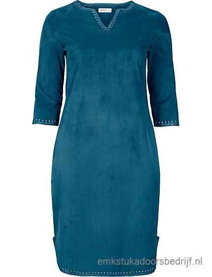 Suede blauwe jurk