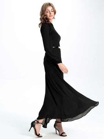 Zwarte lange mouwen jurk