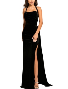 Zwarte lange jurk met split