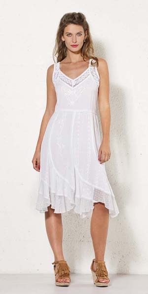 Lange witte jurk met kant