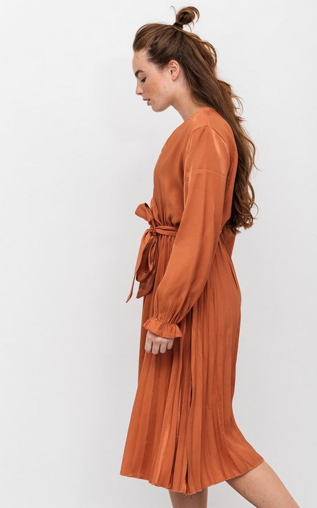 Oranje jurk lange mouw