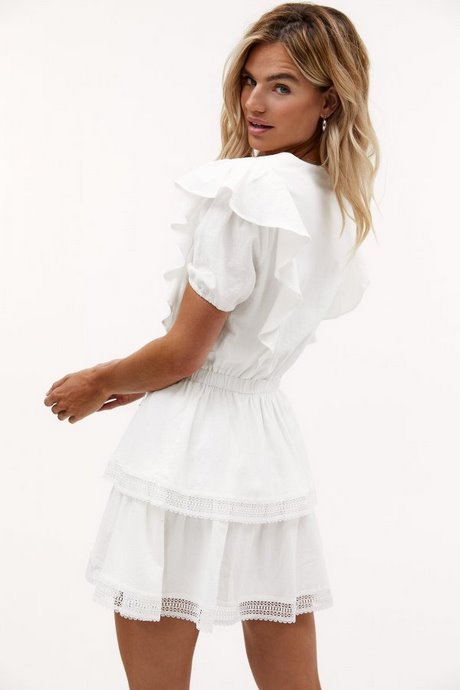 Witte ruffle jurk