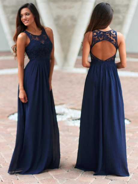 Marineblauwe lange jurken