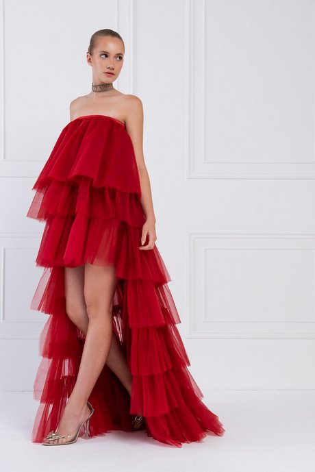 Rode mesh jurk