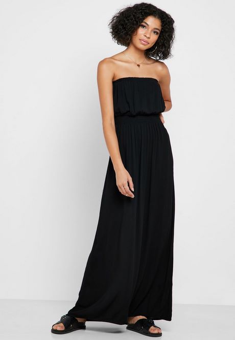 Zwarte bandeau maxi jurk