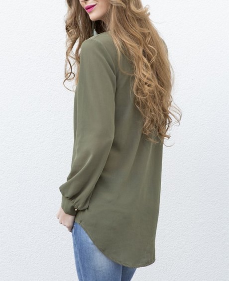 Legergroene lange blouse