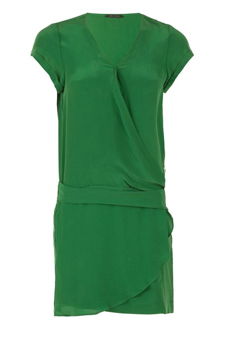 Groene zijden jurk