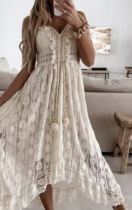 Bohemian jurk wit kant