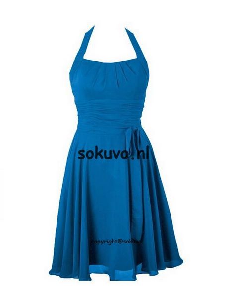 Blauwe chiffon jurk