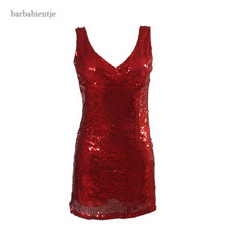 Glitterjurk rood