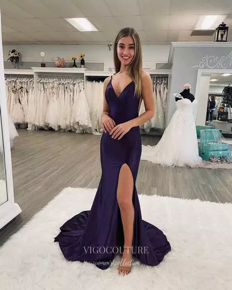 Donker paars prom dresses 2024