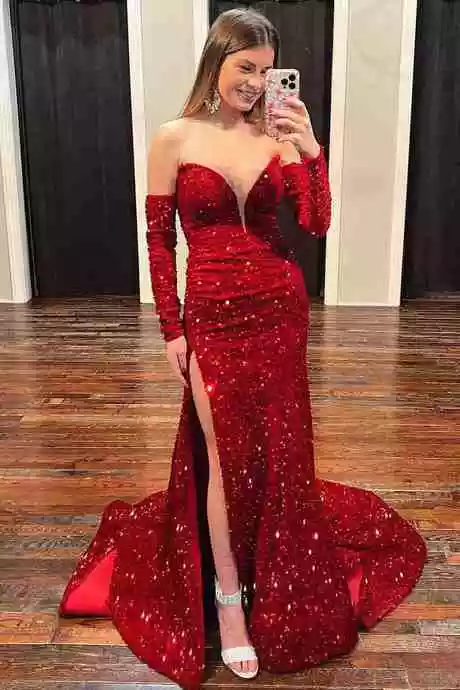 Rode zeemeermin prom dresses 2024