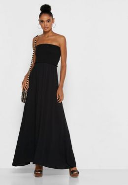 Zwarte bandeau maxi jurk