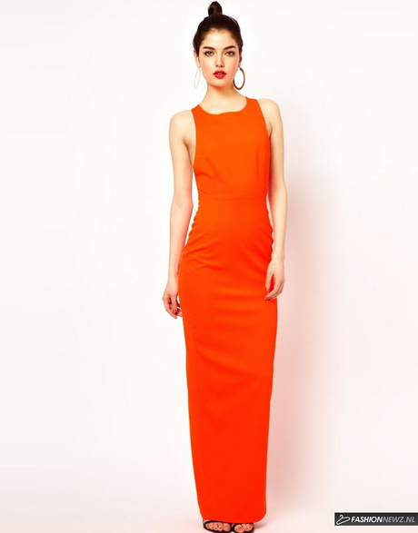 Oranje lange jurk