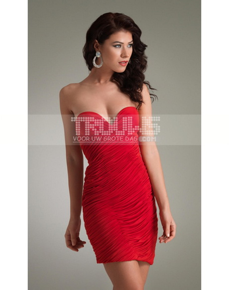 Strapless jurk rood