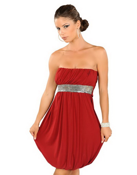 Strapless jurk rood