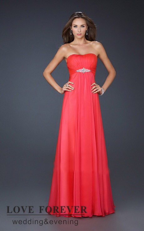 Strapless lange jurk