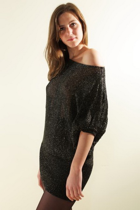 Zwarte glitter jurk