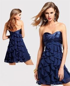 Blauwe korte jurk