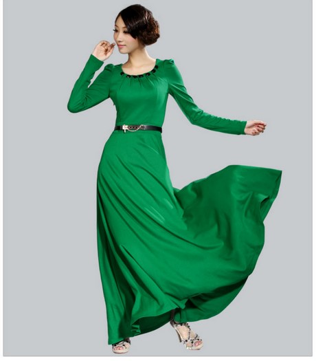 Groene jurk lange mouw