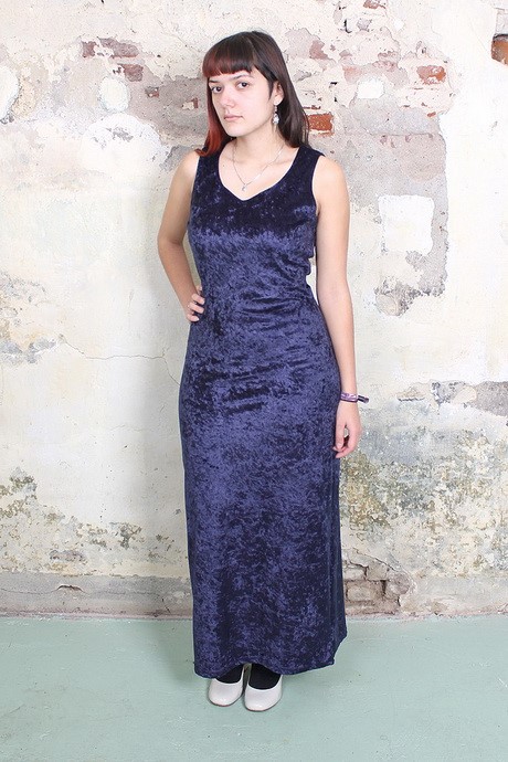 Lange donkerblauwe jurk