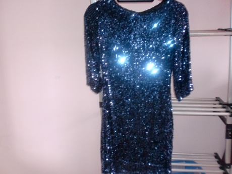 Donkerblauwe glitter jurk