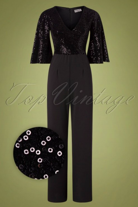 Jumpsuit zwart glitter