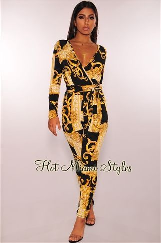 Jumpsuit zwart goud