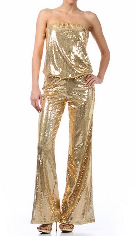 Jumpsuit zwart goud