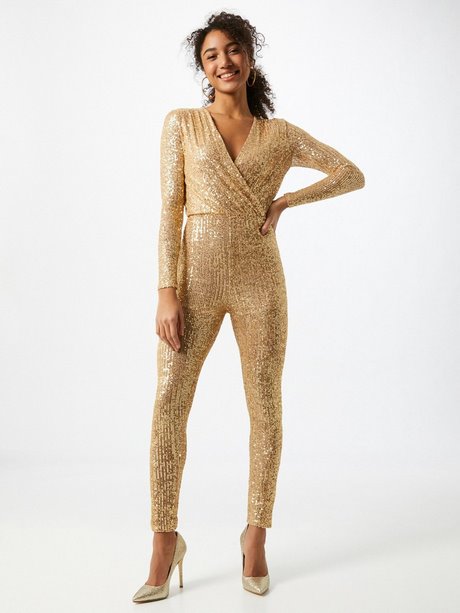 Jumpsuit zwart goud