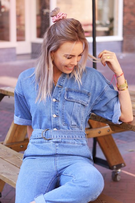 Korte jeans jumpsuit