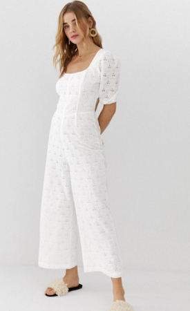 Witte jumpsuit kant