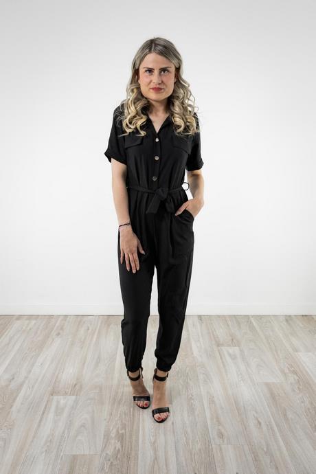 Zwarte jumpsuit met lange mouwen