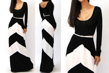 Lange zwart witte jurk