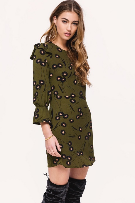 Suede groene jurk