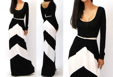 Zwart witte maxi jurk