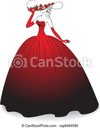 Dame in rode jurk